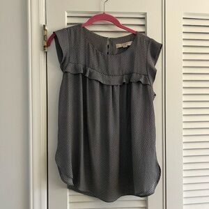 Black and white loft blouse